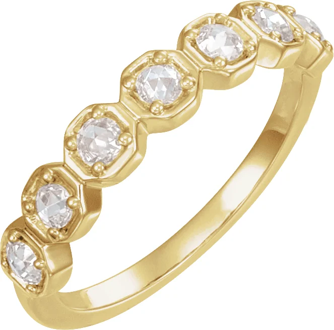 Rose-Cut Geometric Anniversary Band band in 14K White Gold | Haejin Jewelry Brooklyn