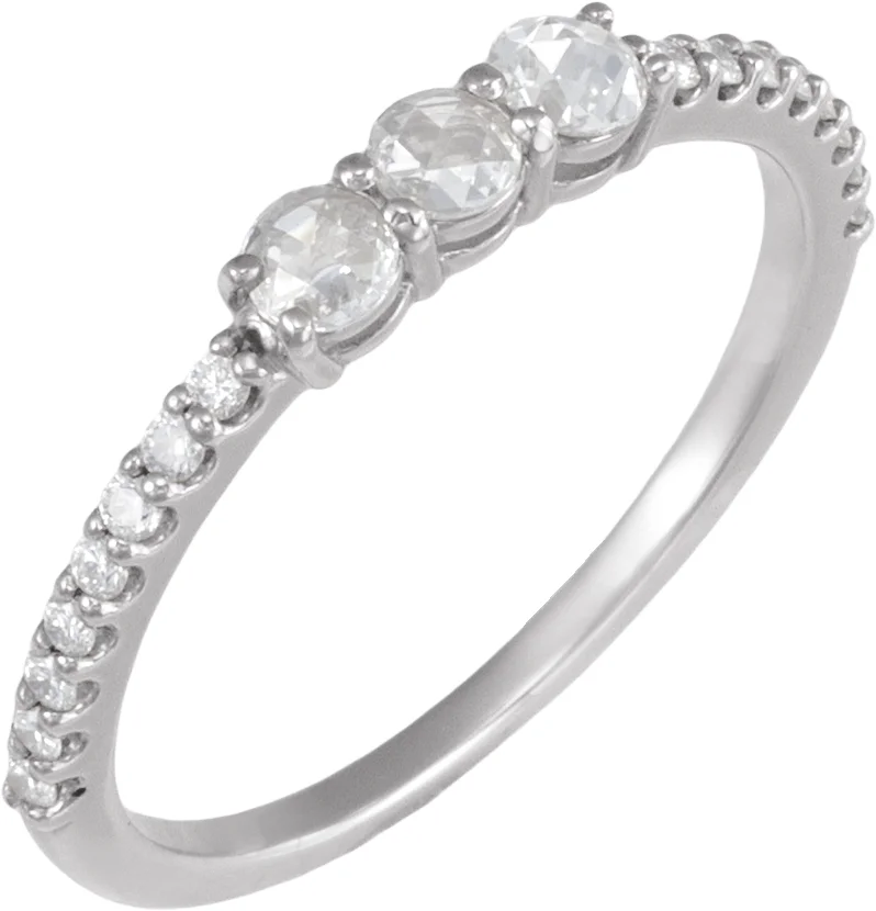 Rose-Cut Three-Stone Anniversary Band engagement ring setting