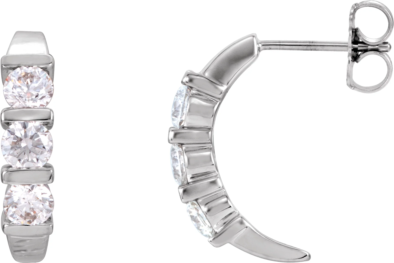 Three-Stone J-Hoop Earrings engagement ring setting