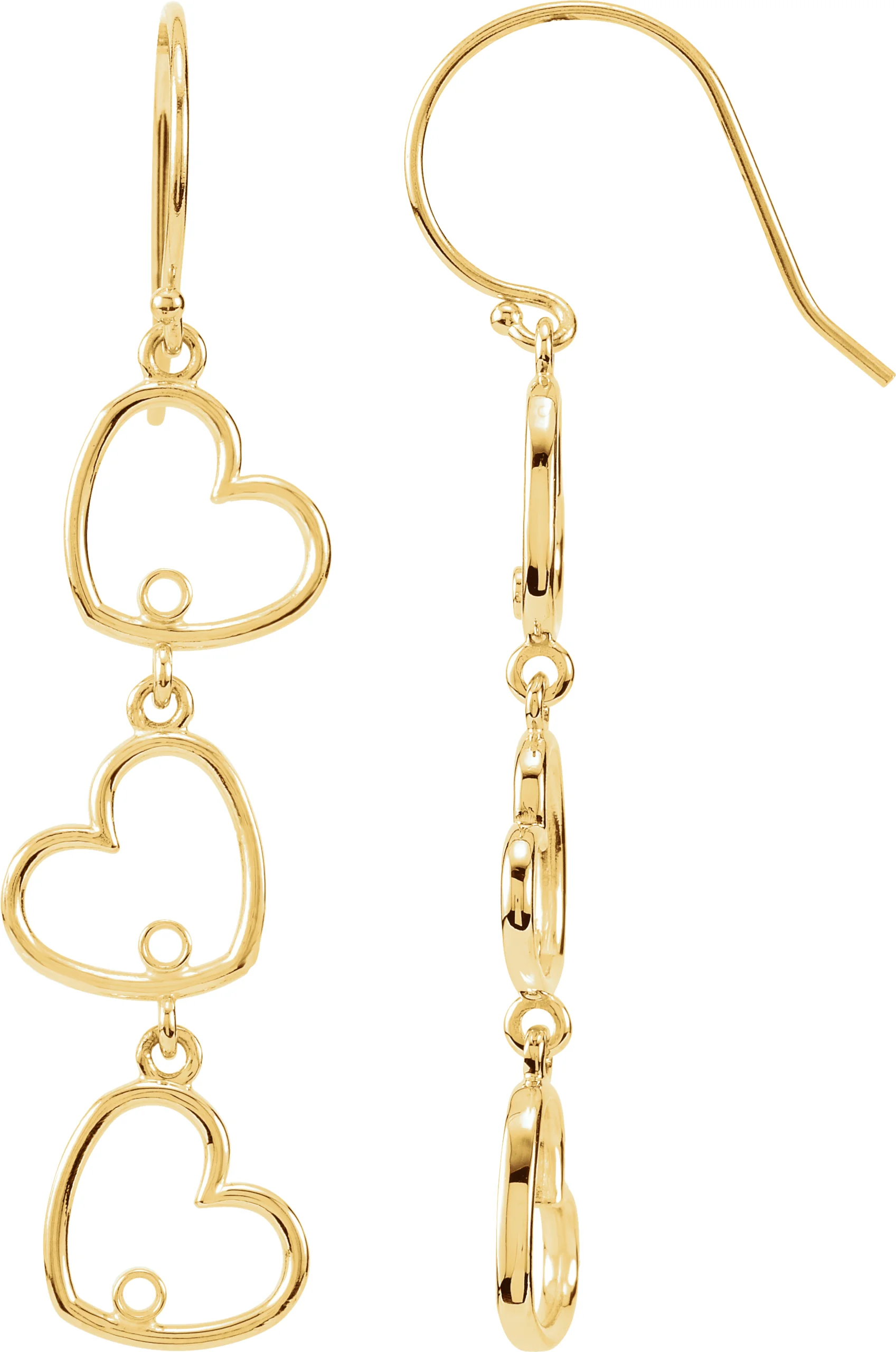 Triple Heart Earrings  engagement ring setting