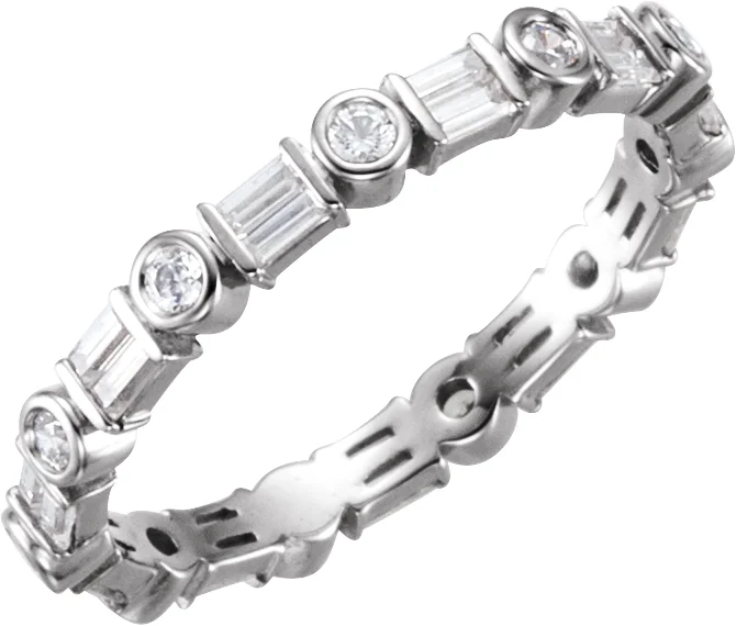 Baguette Accented Eternity Band engagement ring setting
