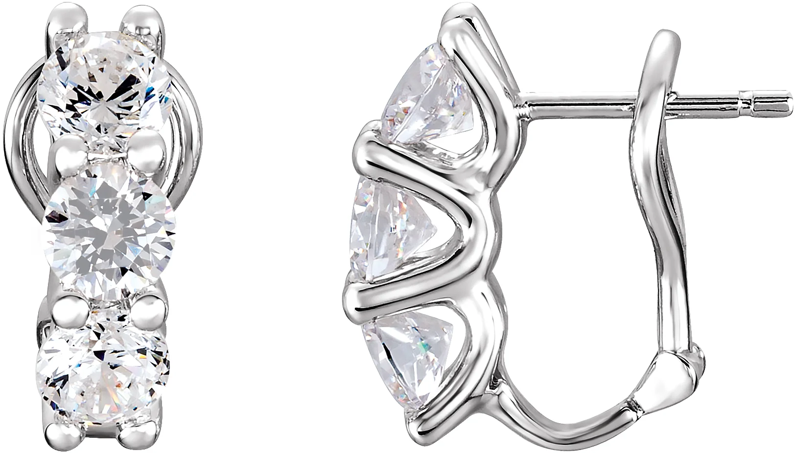 Three-Stone Omega Earrings in STER | Haejin Jewelry Brooklyn