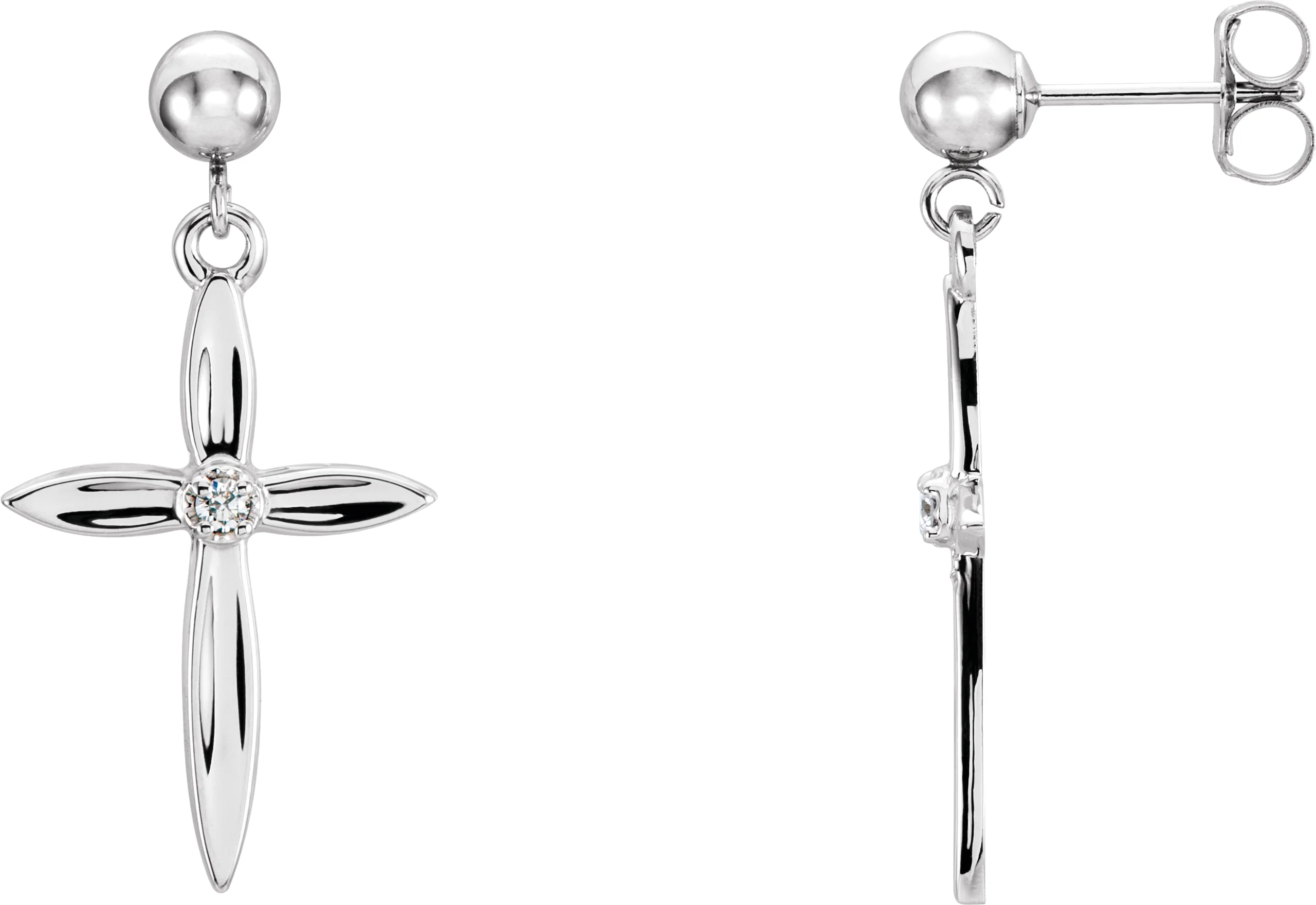 Cross & Ball Earrings engagement ring setting