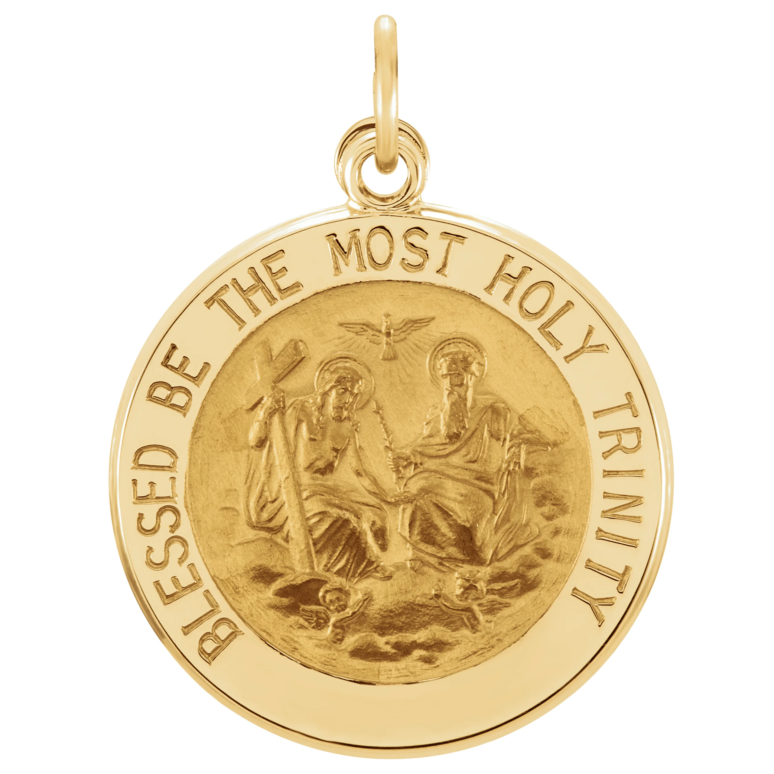Holy Trinity Medal Necklace or Pendant in 14K Yellow Gold | Haejin Jewelry Brooklyn
