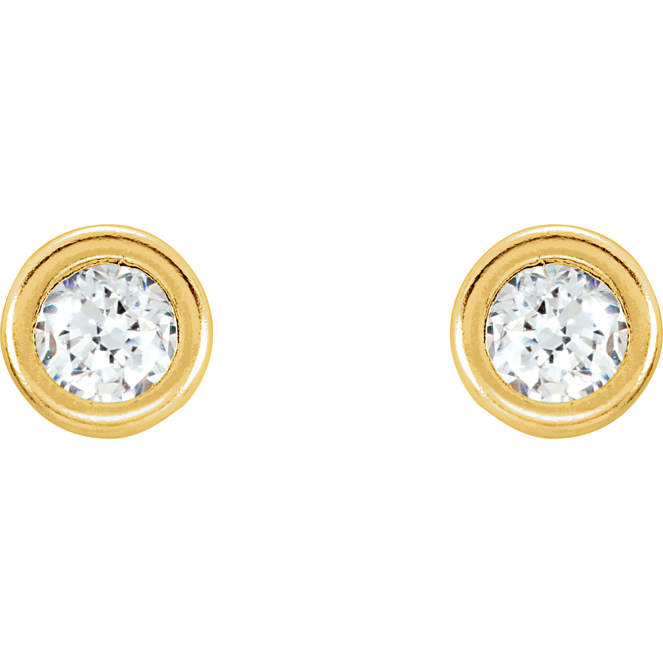 Round Bezel-Set Youth Stud Earrings view 2