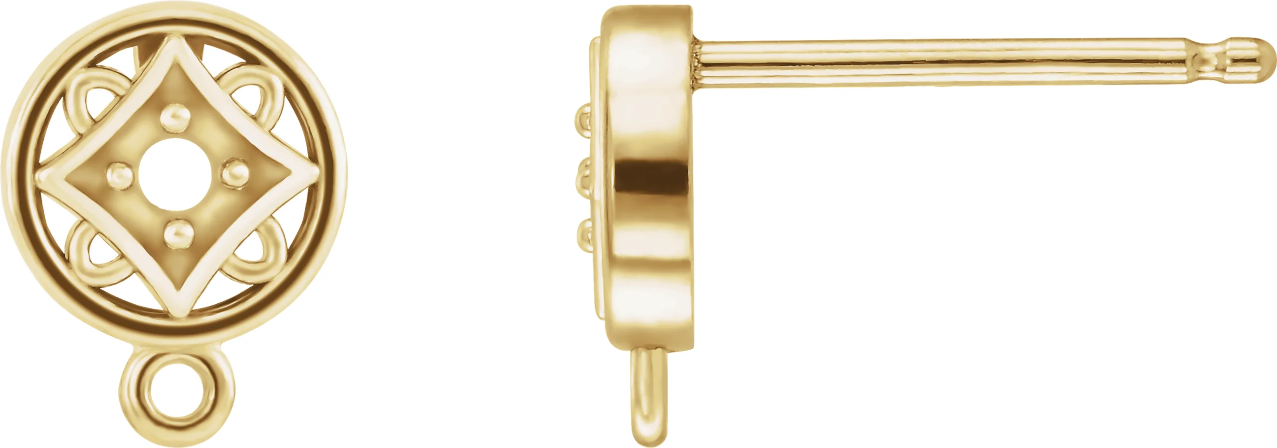 Round 4-Prong Earring Top in 14K Yellow Gold | Haejin Jewelry Brooklyn