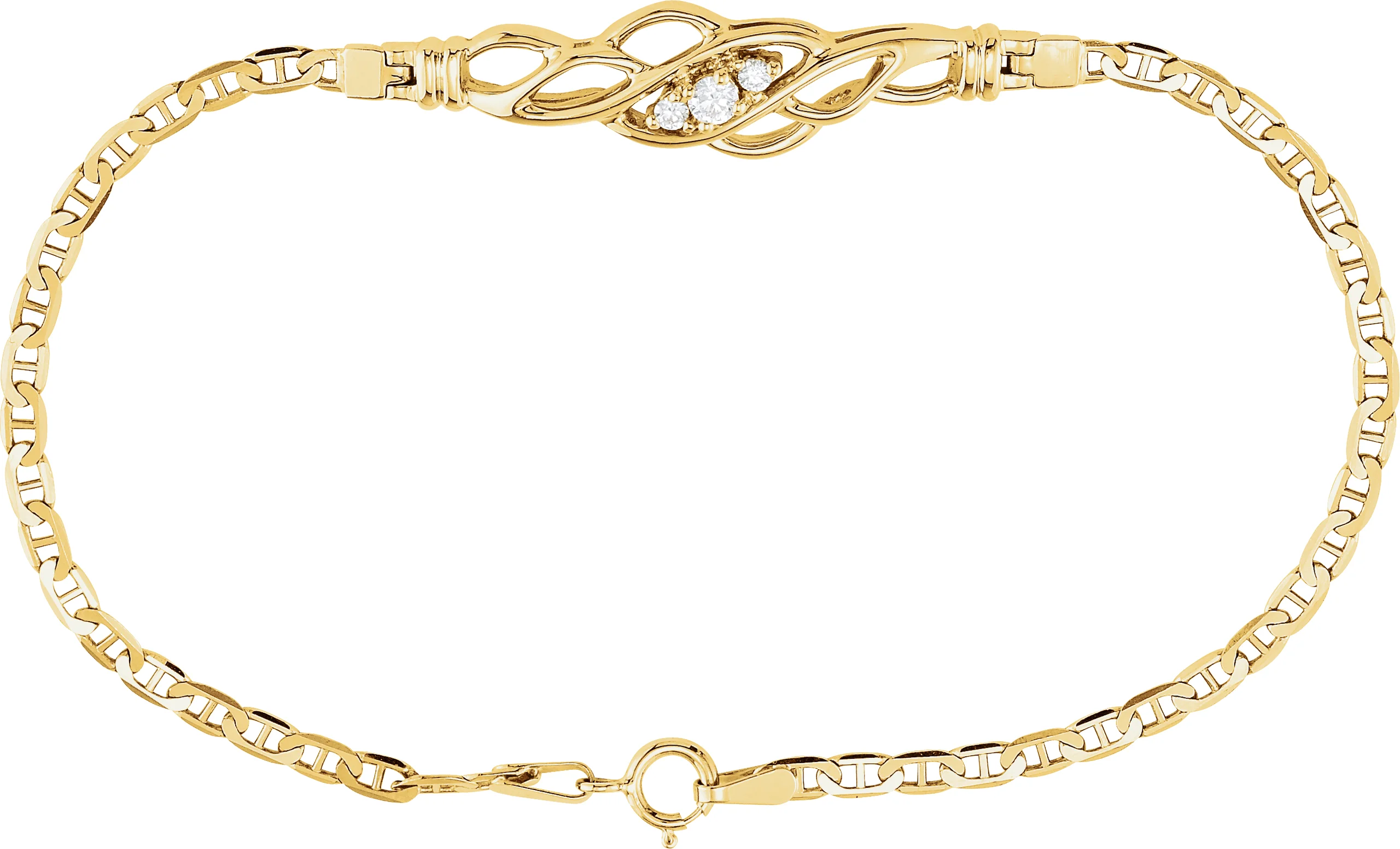 Accented Anchor Bracelet engagement ring setting