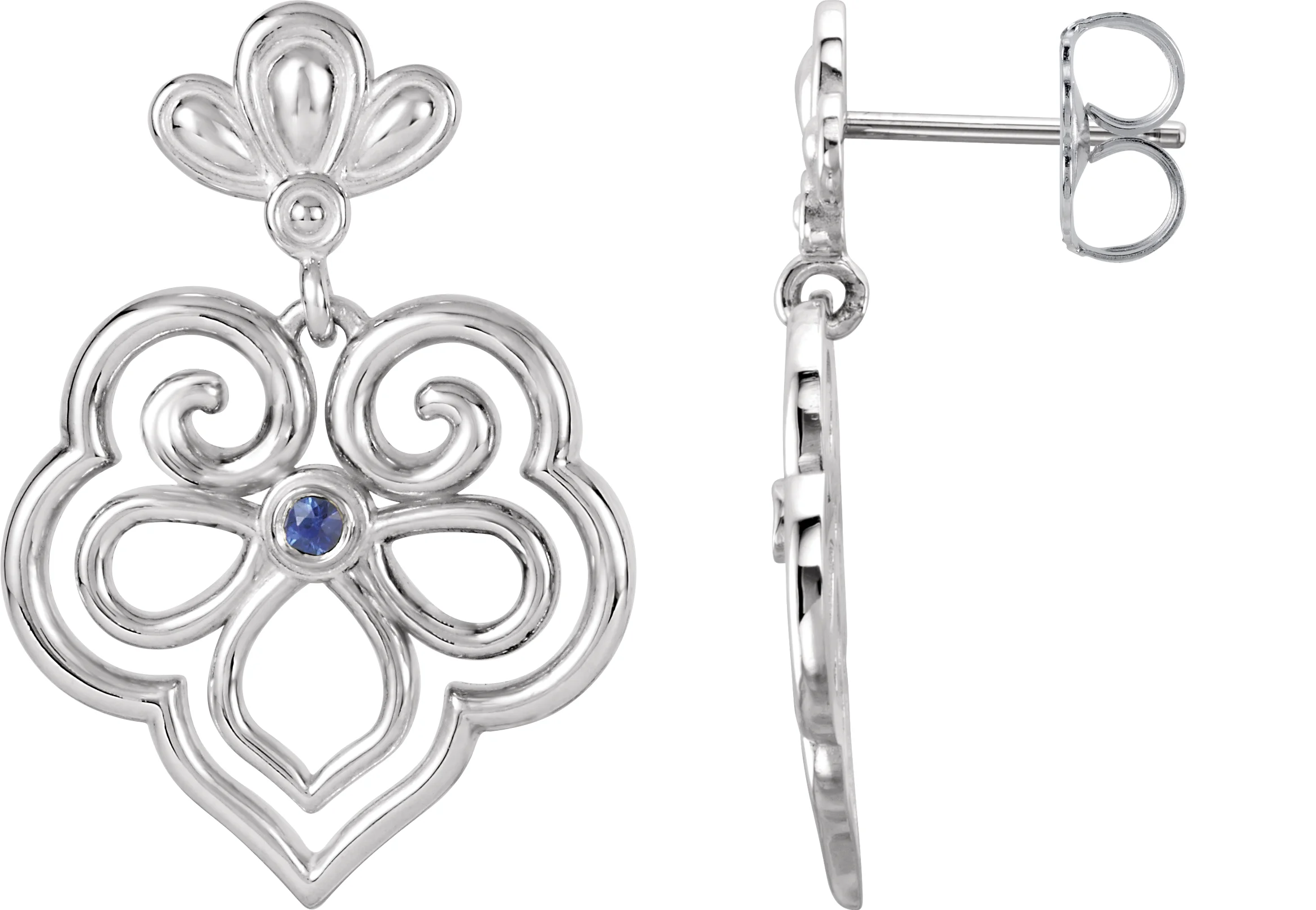 Fleur-de-lis Earrings in Sterling Silver & 14K White | Haejin Jewelry Brooklyn