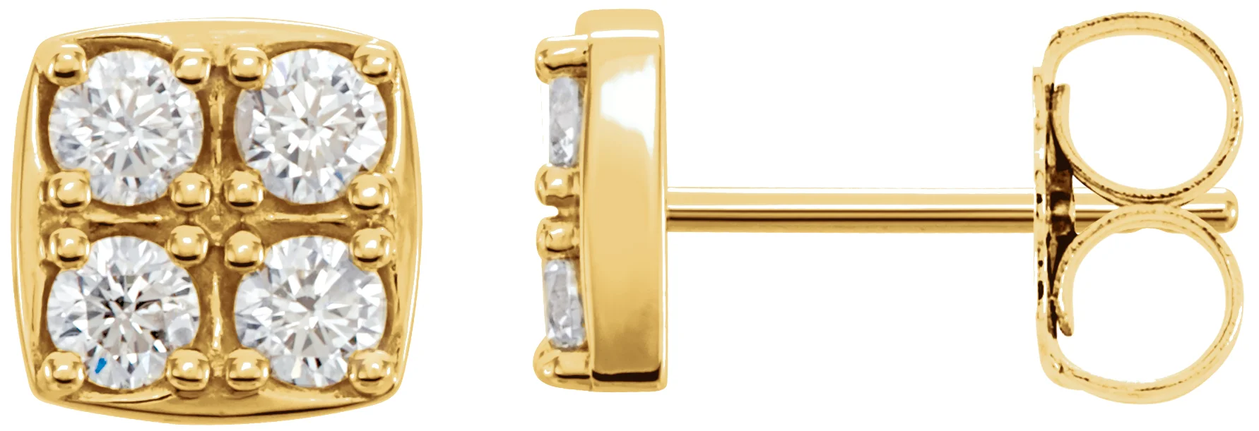 Cluster Earrings in 14K Yellow Gold | Haejin Jewelry Brooklyn