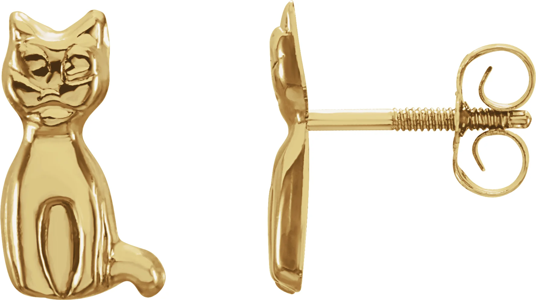 Youth Cat Earrings in 14K Yellow Gold | Haejin Jewelry Brooklyn