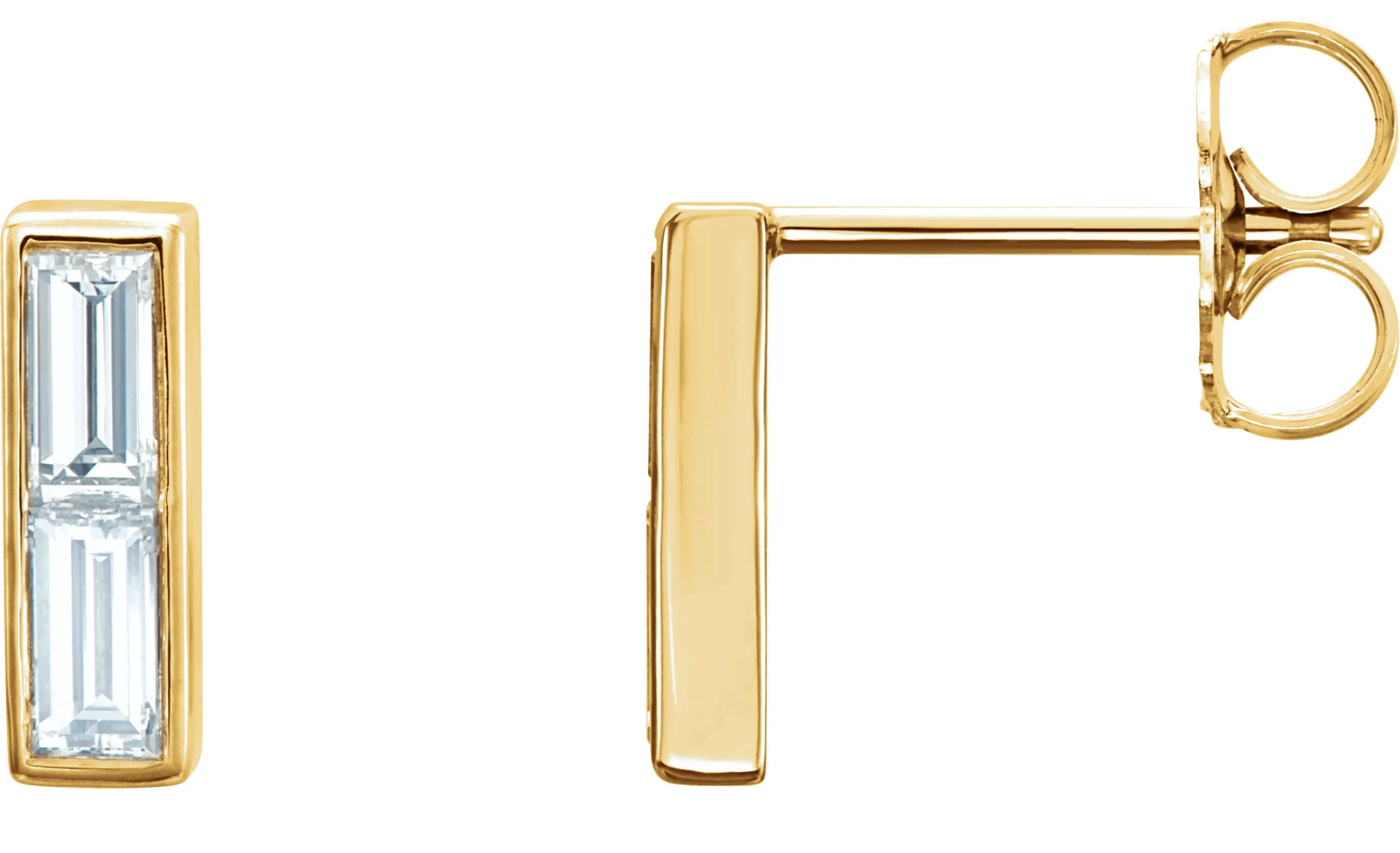 Baguette Bar Earrings in 14K Yellow Gold | Haejin Jewelry Brooklyn