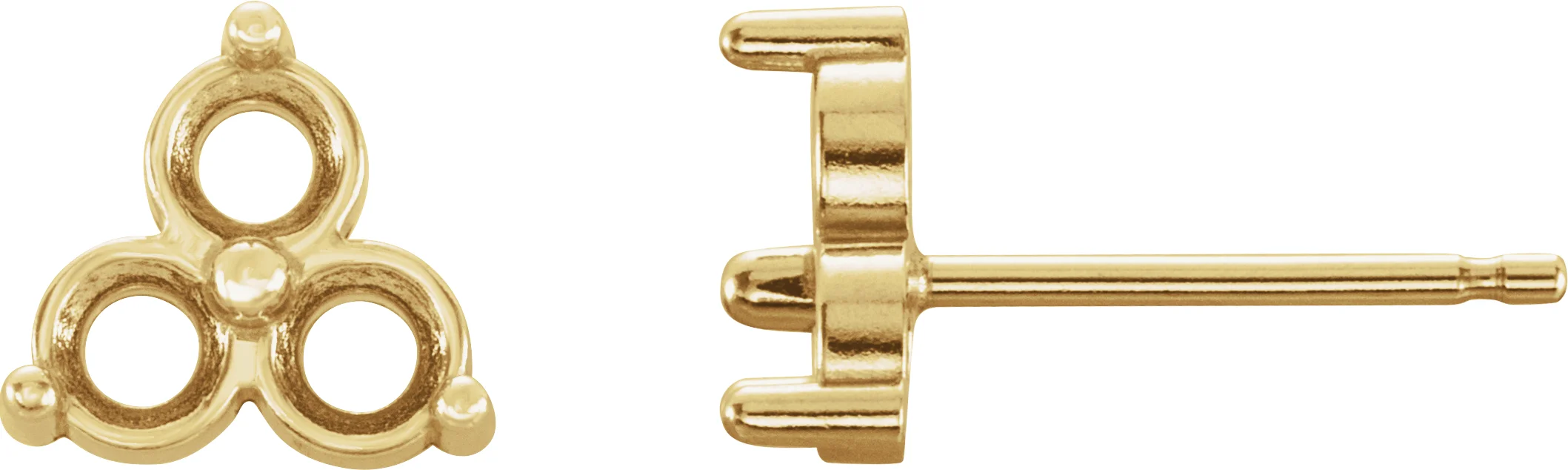Three-Stone Cluster Earrings in 14K Yellow Gold | Haejin Jewelry Brooklyn
