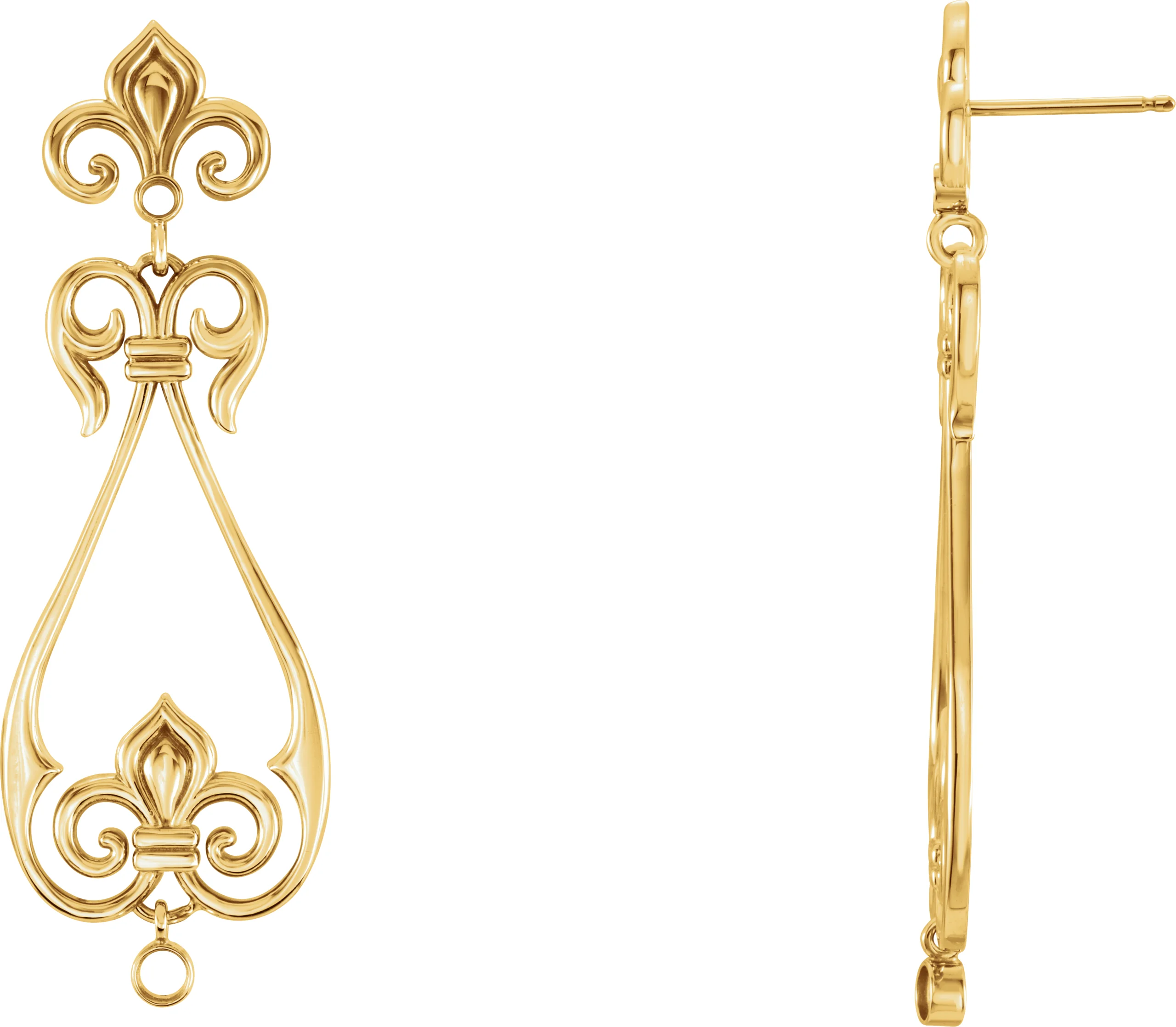 Fleur-de-lis Earrings engagement ring setting