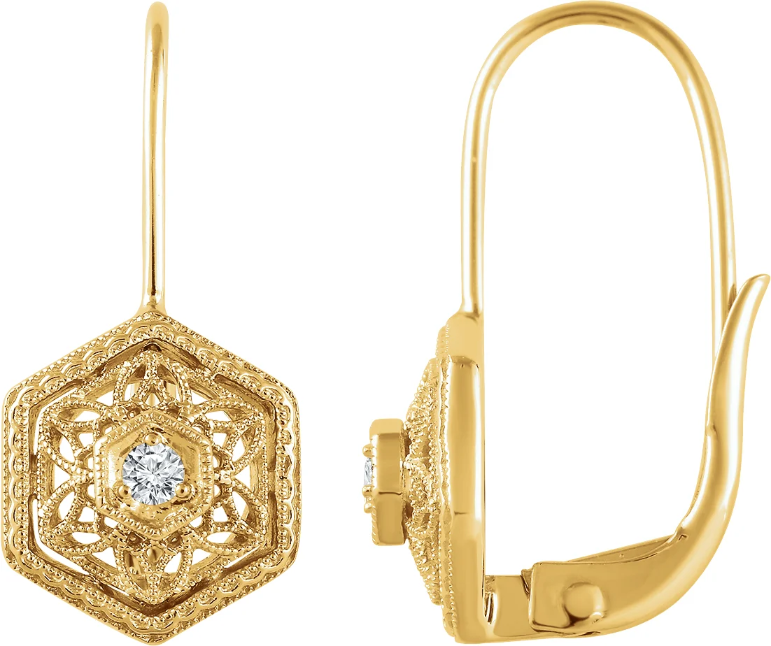 Filigree Earrings in 14K Yellow Gold | Haejin Jewelry Brooklyn