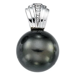 Accented Pearl Pendant in 14K White Gold | Haejin Jewelry Brooklyn