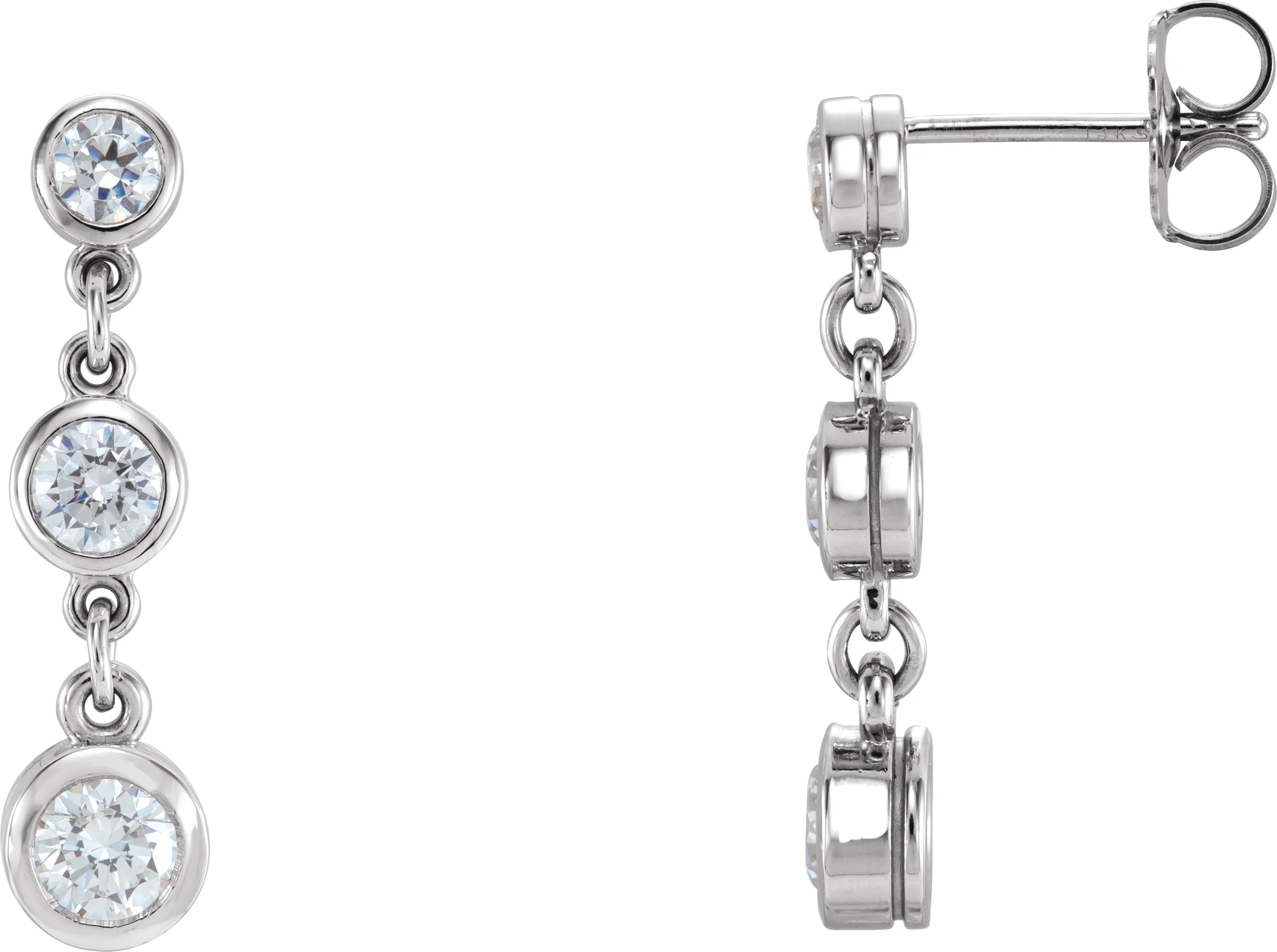 Three-Stone Bezel-Set Earrings engagement ring setting