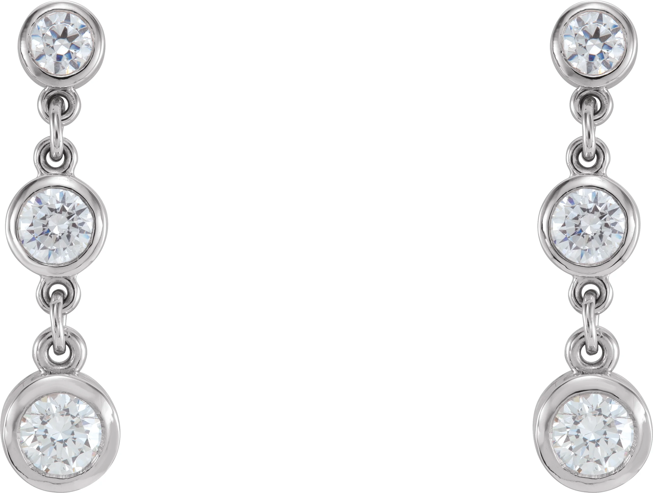 Three-Stone Bezel-Set Earrings view 2