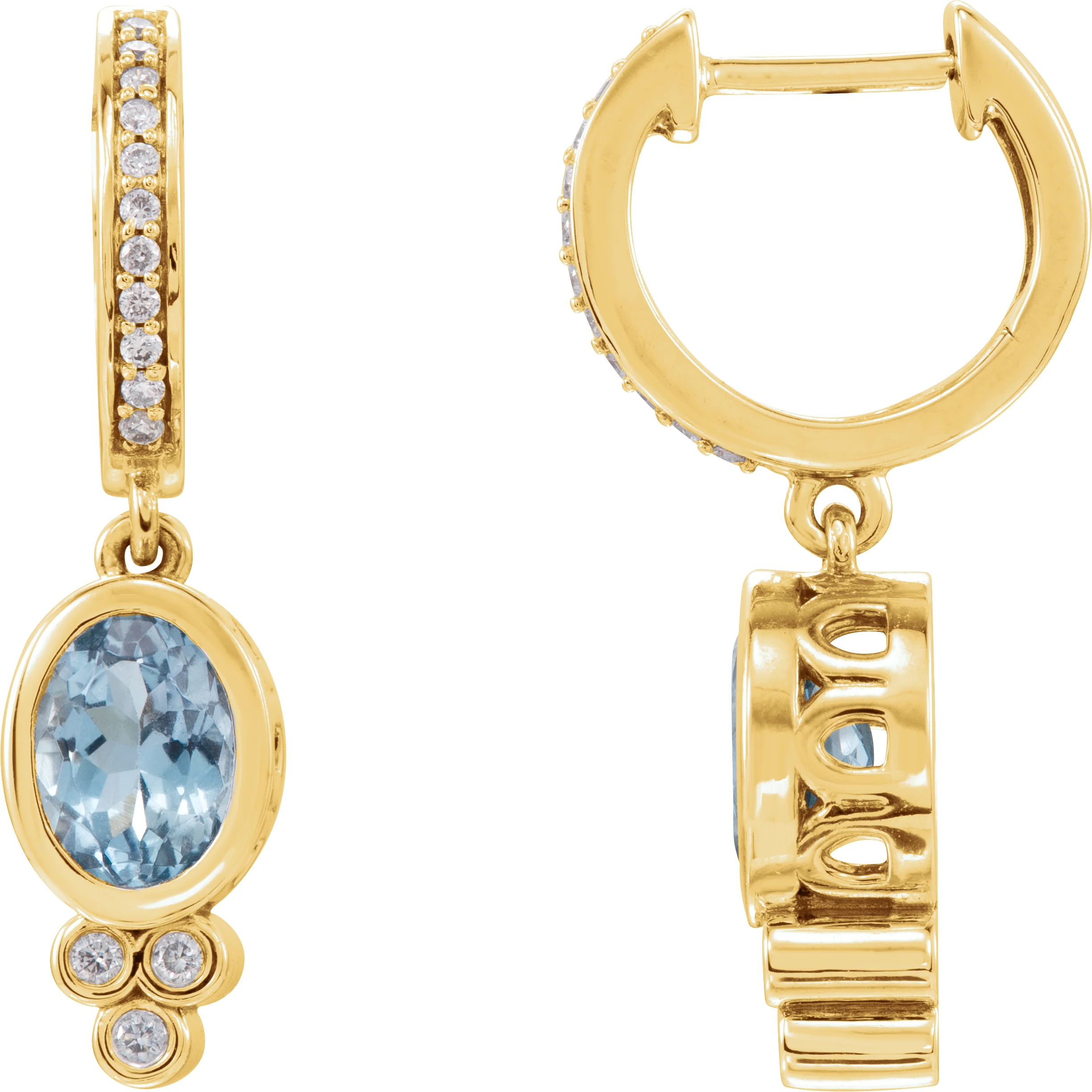 Bezel-Set Hoop Earrings in 14K Yellow Gold | Haejin Jewelry Brooklyn