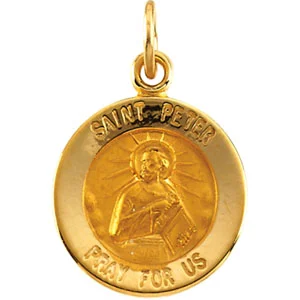 St. Peter the Apostle Medal Necklace or Pendant in 14K Yellow Gold | Haejin Jewelry Brooklyn