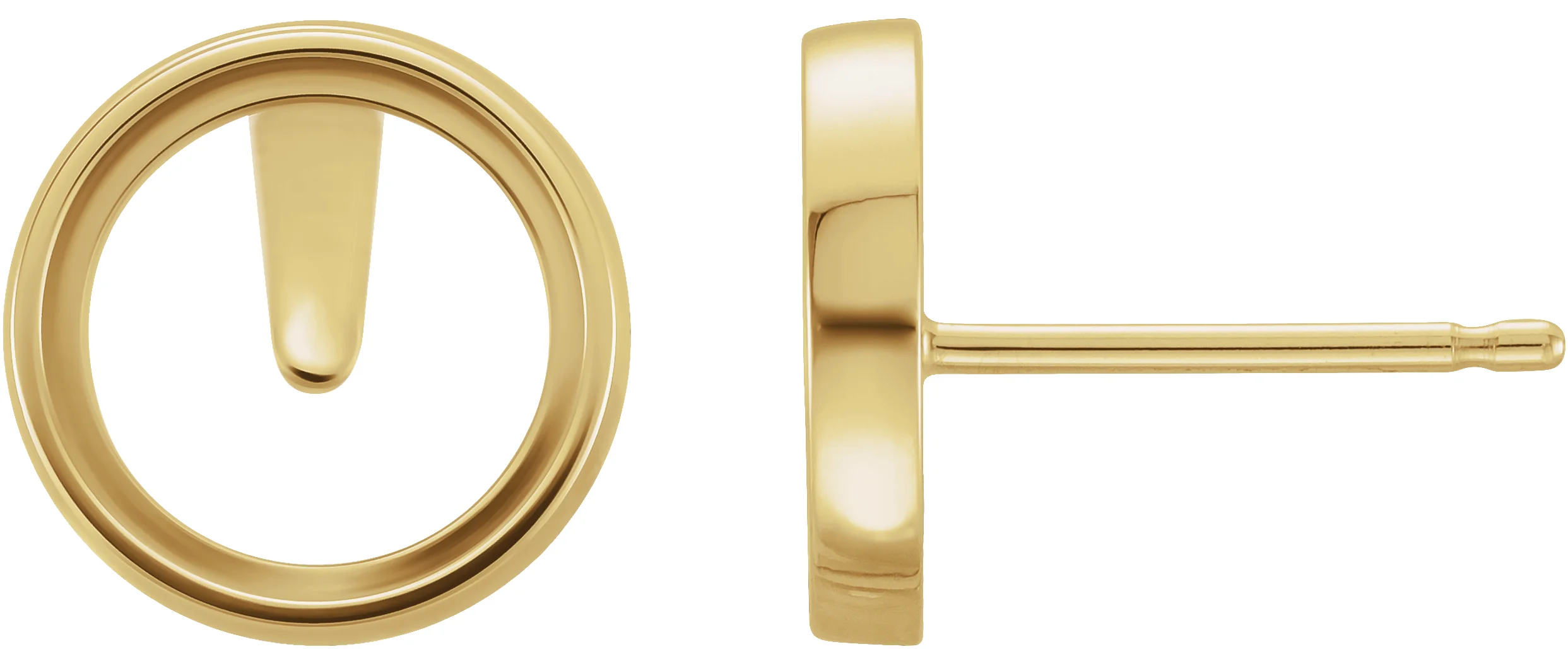 Round Bezel-Set Cabochon Earrings in 14K Yellow Gold | Haejin Jewelry Brooklyn
