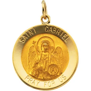St. Gabriel Medal Necklace or Pendant in 14K Yellow Gold | Haejin Jewelry Brooklyn