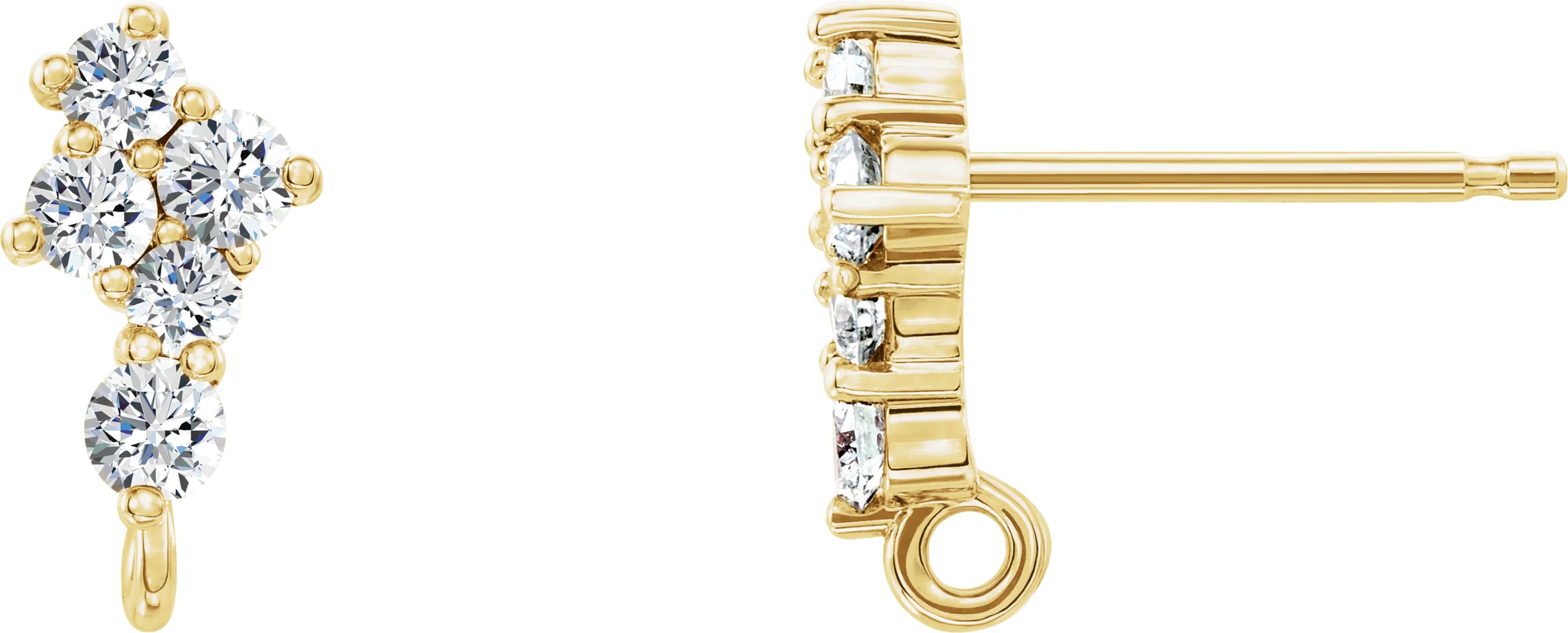 Cluster Earring Top in 14K Yellow Gold | Haejin Jewelry Brooklyn