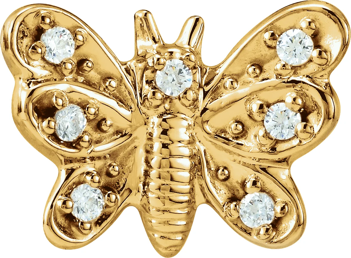 Accented Butterfly Earrings in 14K Yellow Gold | Haejin Jewelry Brooklyn
