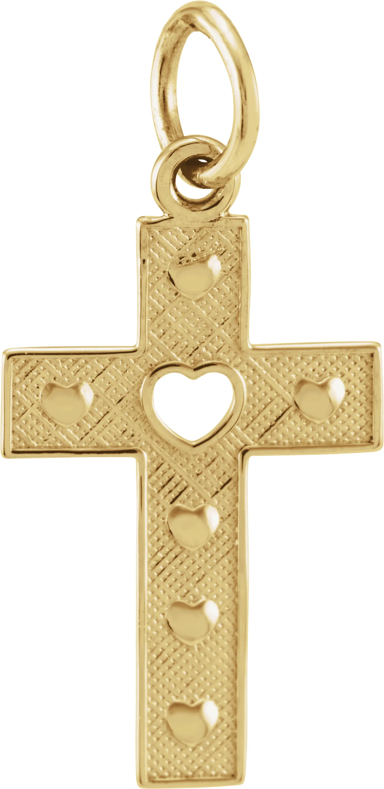 Youth Pierced Heart Cross Necklace or Pendant in 14K Yellow Gold | Haejin Jewelry Brooklyn