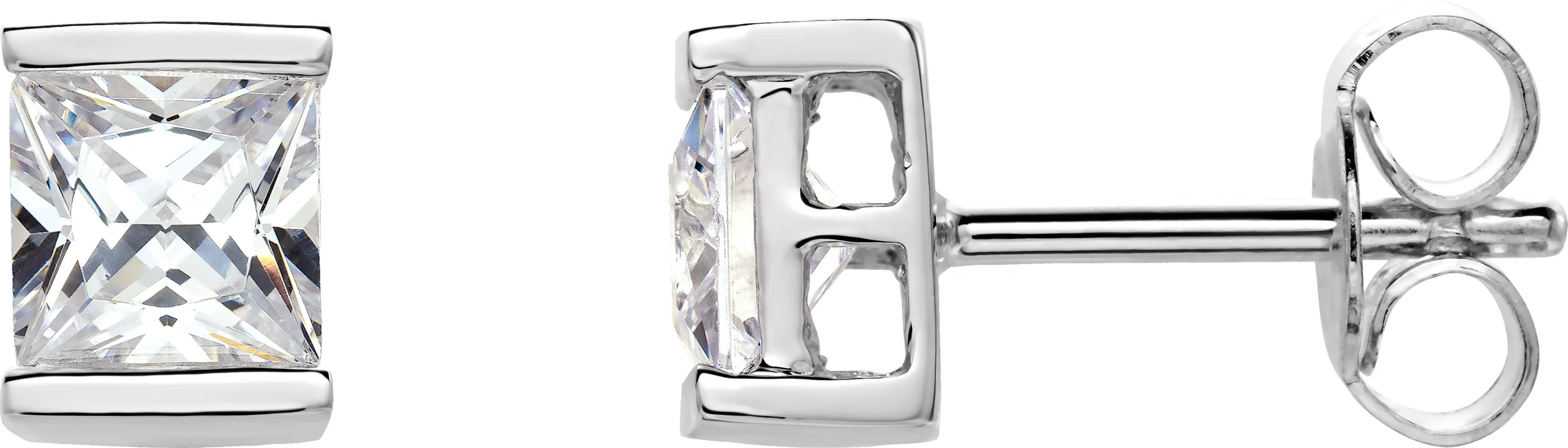 Square Channel-Set Stud Earrings in STER | Haejin Jewelry Brooklyn