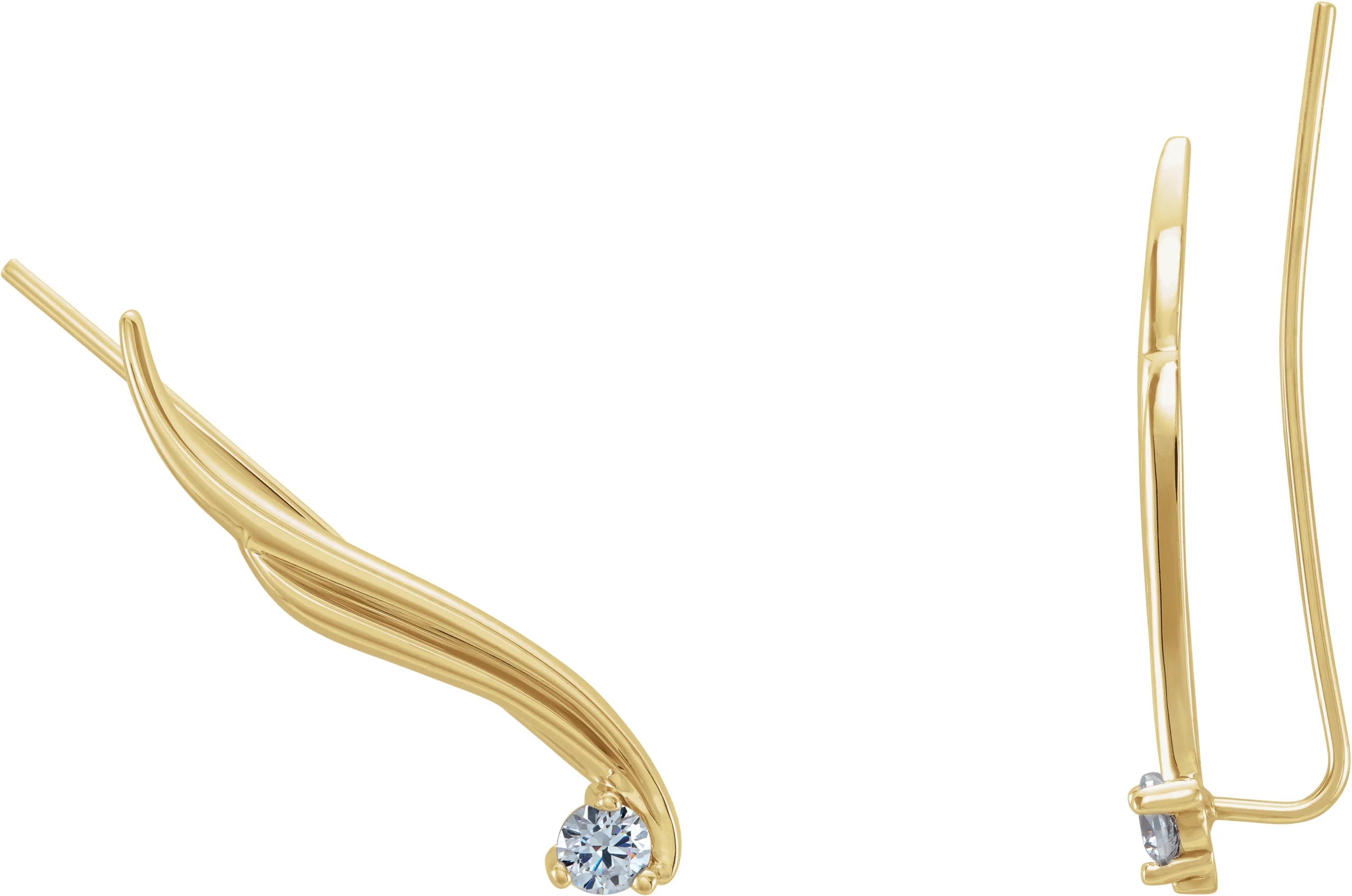 Wavy Ear Climbers in 14K Yellow Gold | Haejin Jewelry Brooklyn