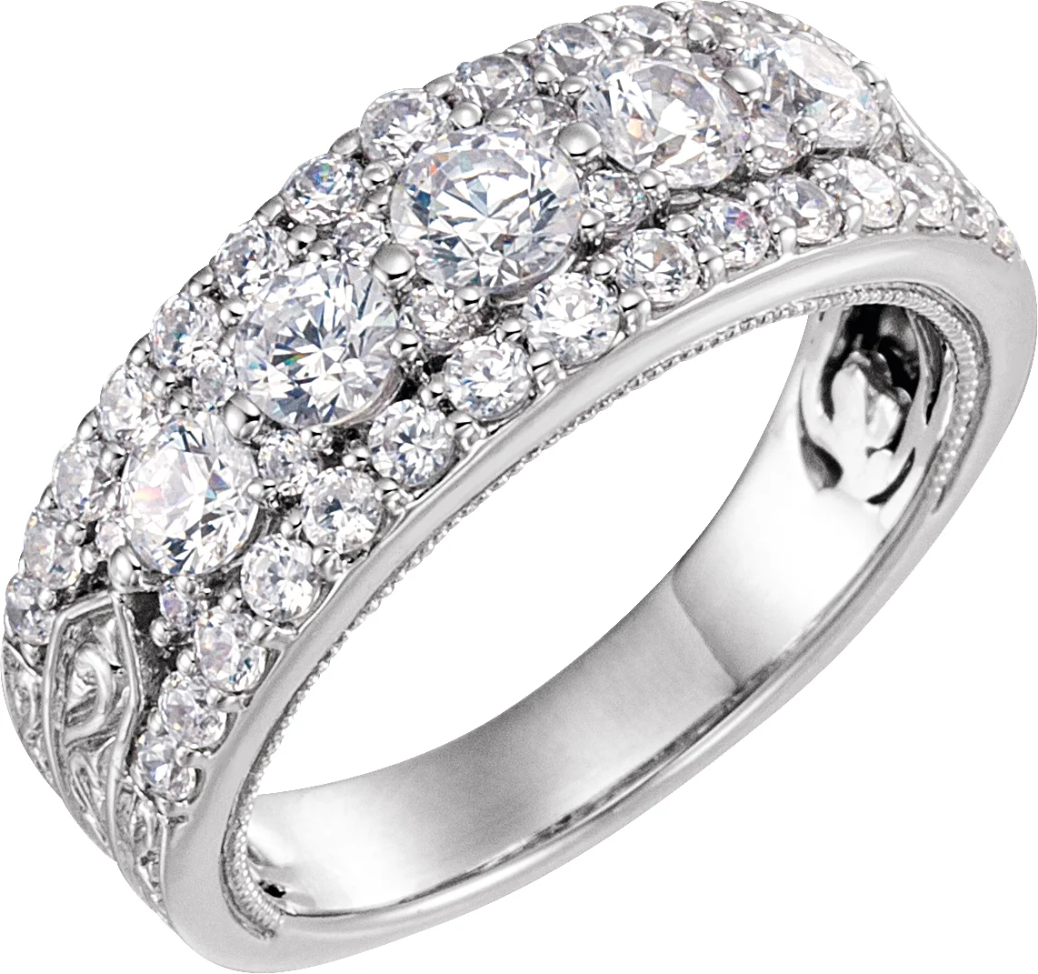 Sculptural Triple Row Anniversary Band   engagement ring setting