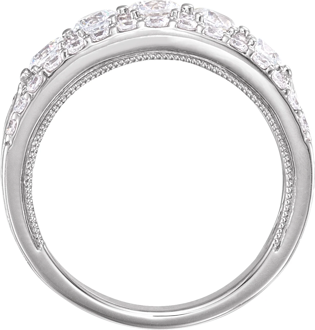 Sculptural Triple Row Anniversary Band   view 2