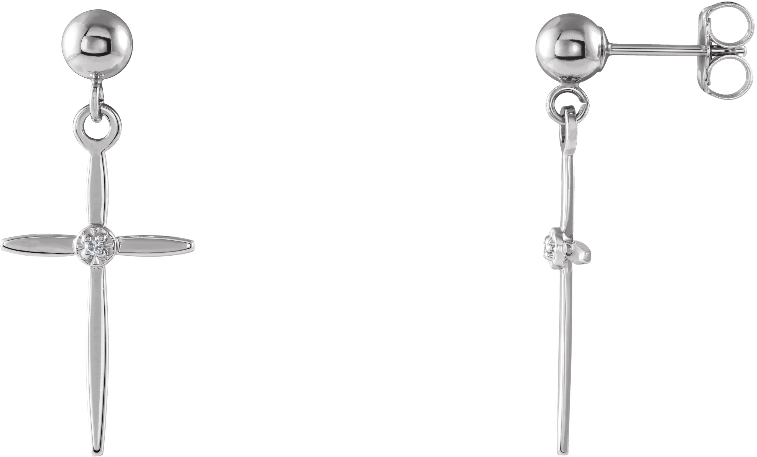 Cross & Ball Earrings engagement ring setting