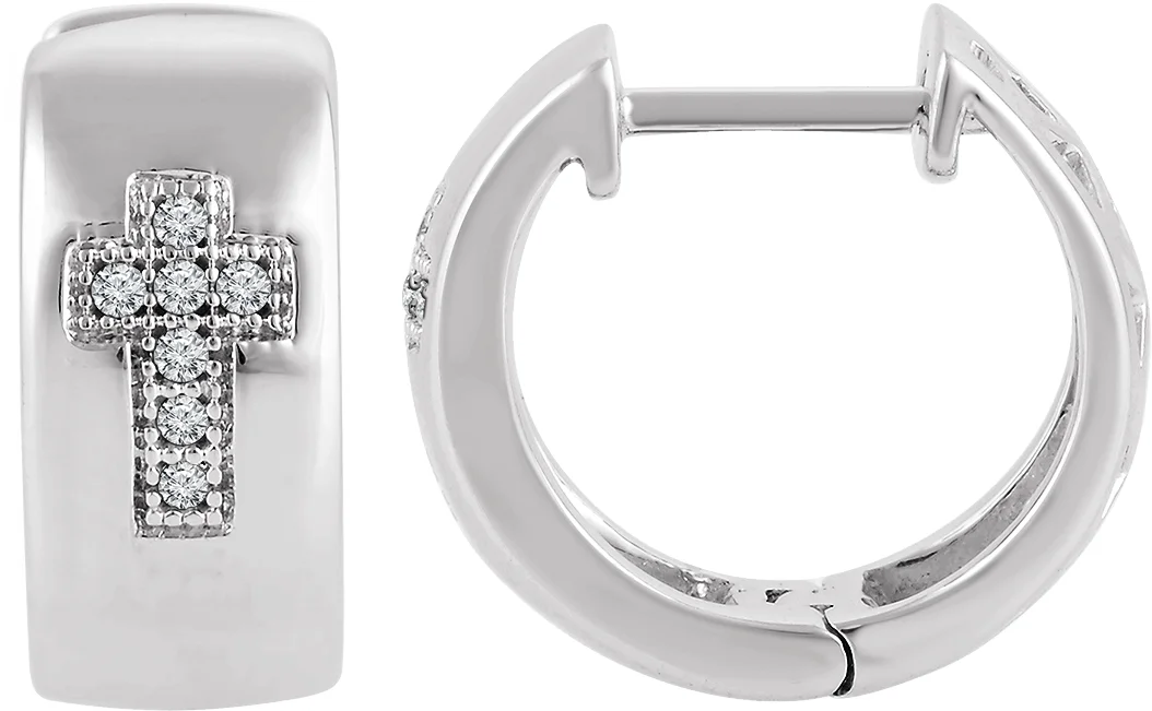 Cross Hoop Earrings in STER | Haejin Jewelry Brooklyn