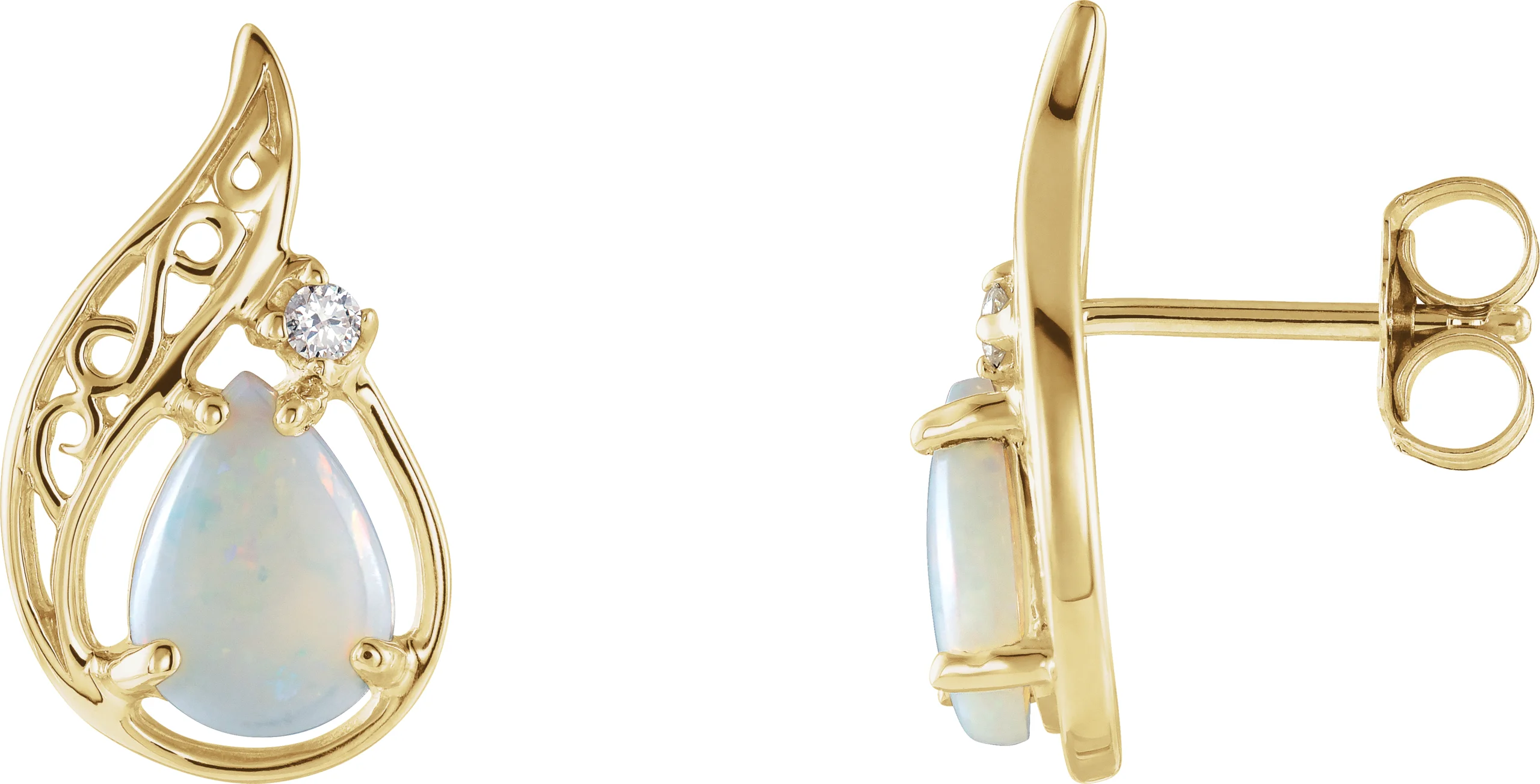 Accented Cabochon Sculptural Earrings  engagement ring setting