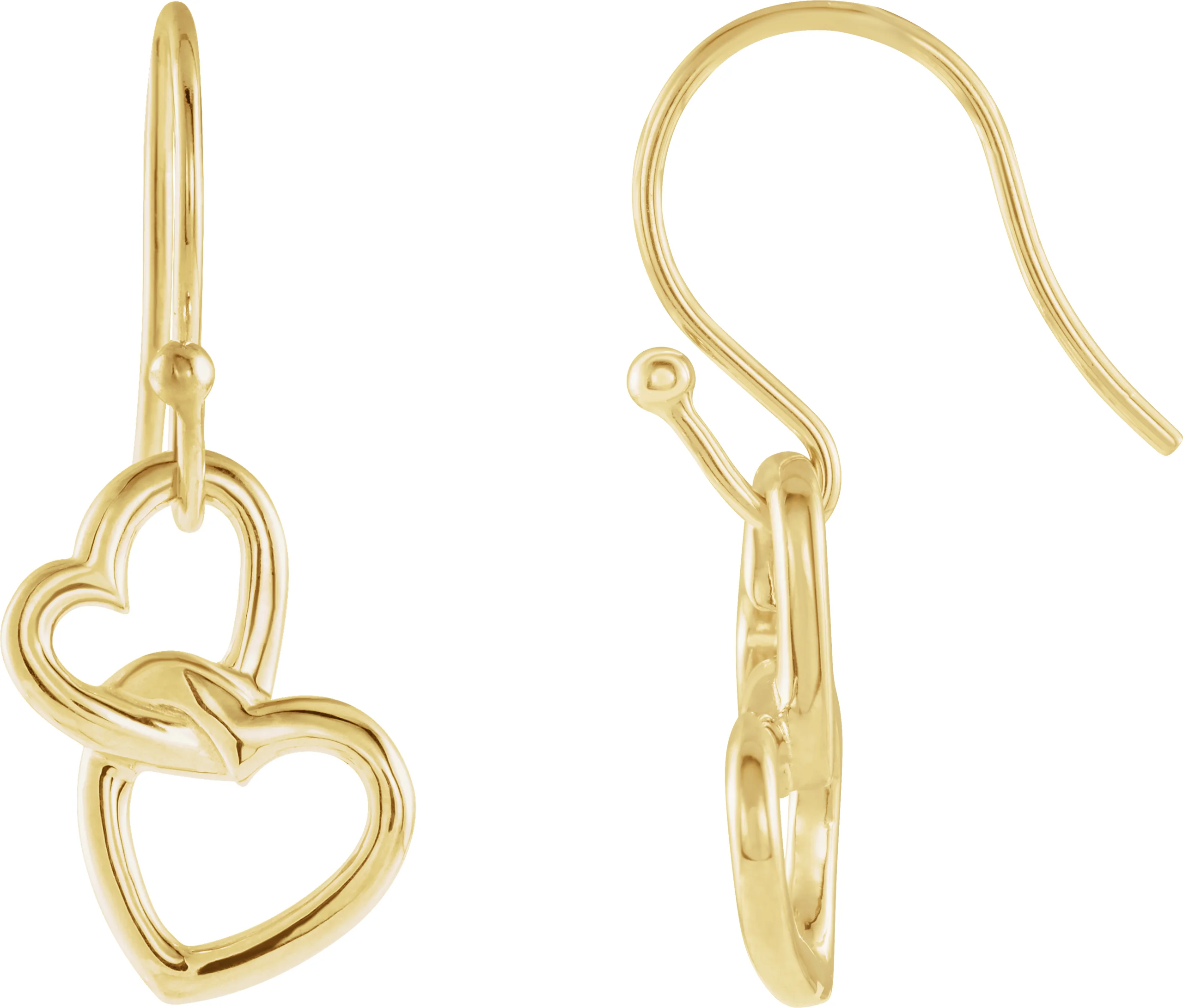 Interlocking Heart Earrings in 14K Yellow Gold | Haejin Jewelry Brooklyn