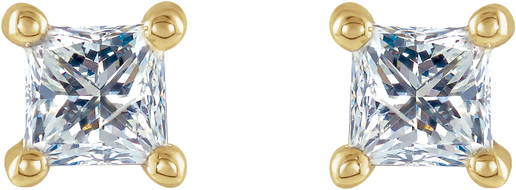 Square 4-Prong Stud Earrings view 2