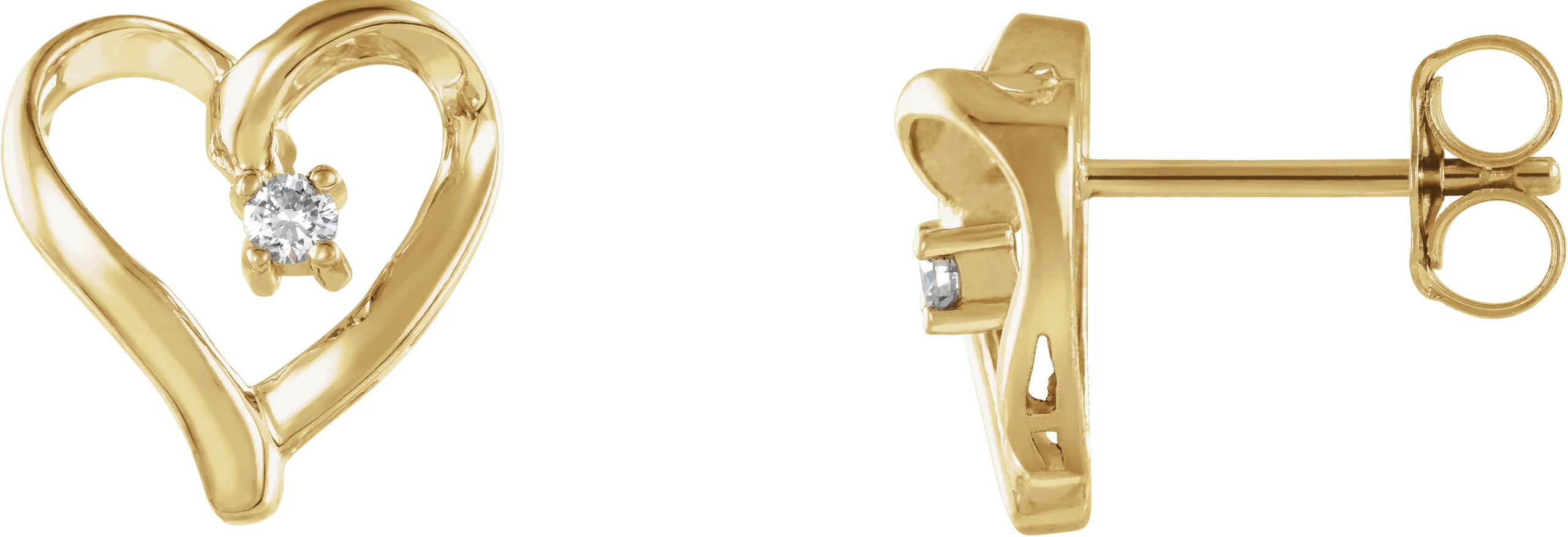 Heart Earrings in 14K Yellow Gold | Haejin Jewelry Brooklyn