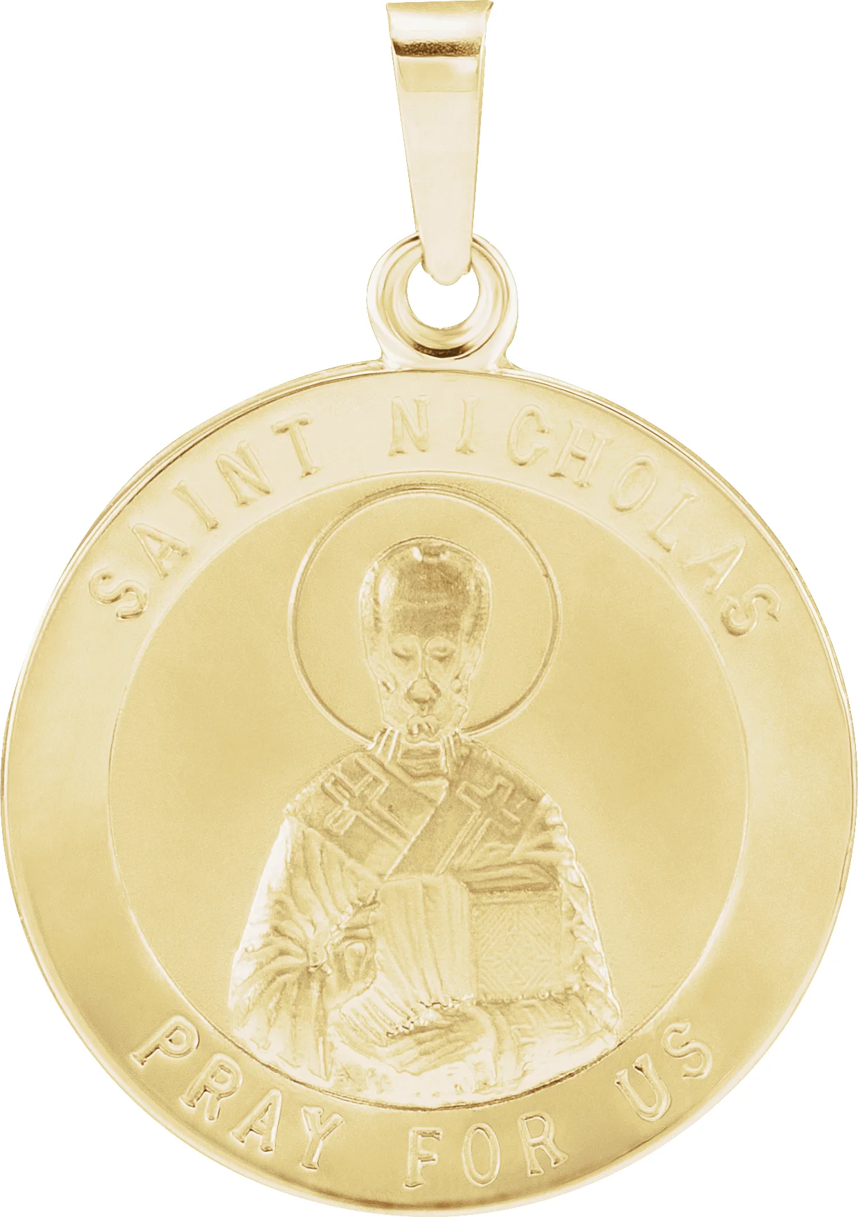 St. Nicholas Medal Necklace or Pendant in 14K Yellow Gold | Haejin Jewelry Brooklyn