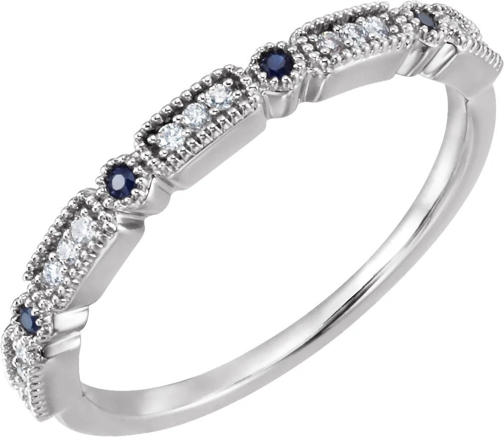 Beaded Anniversary Band band in 14K White Gold | Haejin Jewelry Brooklyn