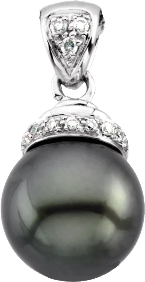 Accented Pearl Pendant in 14K White Gold | Haejin Jewelry Brooklyn
