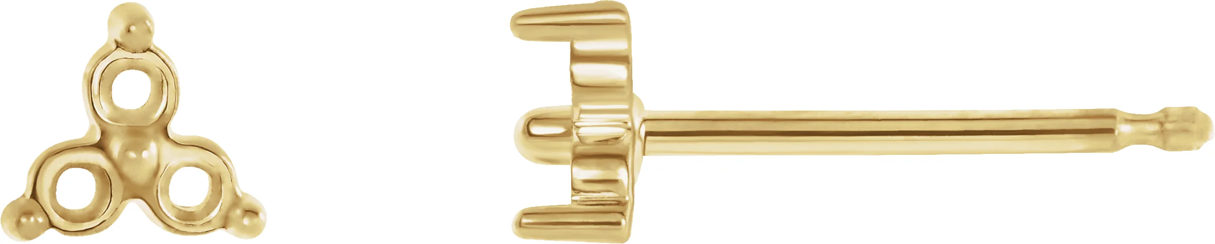 Three-Stone Cluster Earrings in 14K Yellow Gold | Haejin Jewelry Brooklyn