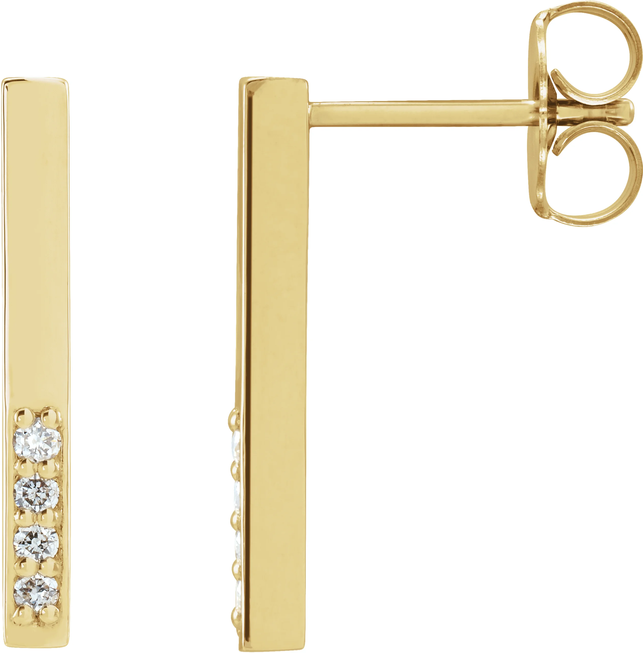 Accented Bar Earrings in 14K Yellow Gold | Haejin Jewelry Brooklyn