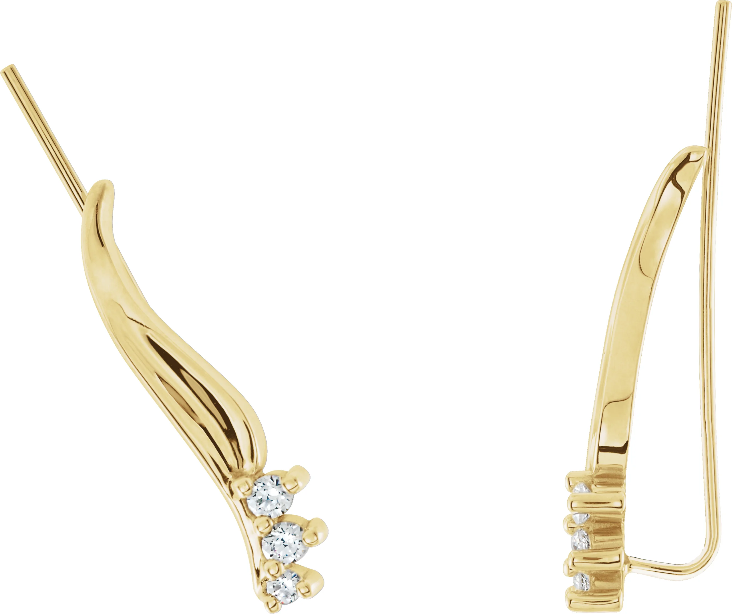 Three-Stone Ear Climbers in 14K Yellow Gold | Haejin Jewelry Brooklyn