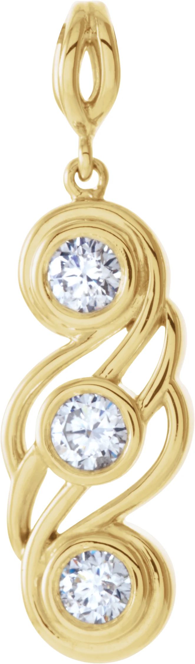 Three-Stone Bezel-Set Pendant in 14K Yellow Gold | Haejin Jewelry Brooklyn