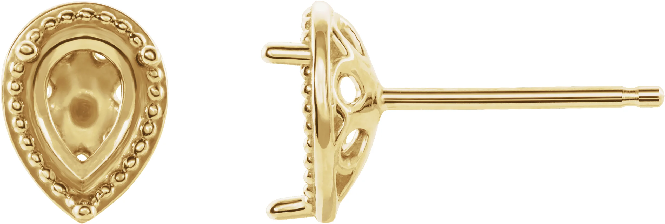 Beaded Solitaire Earrings      in 14K Yellow Gold | Haejin Jewelry Brooklyn