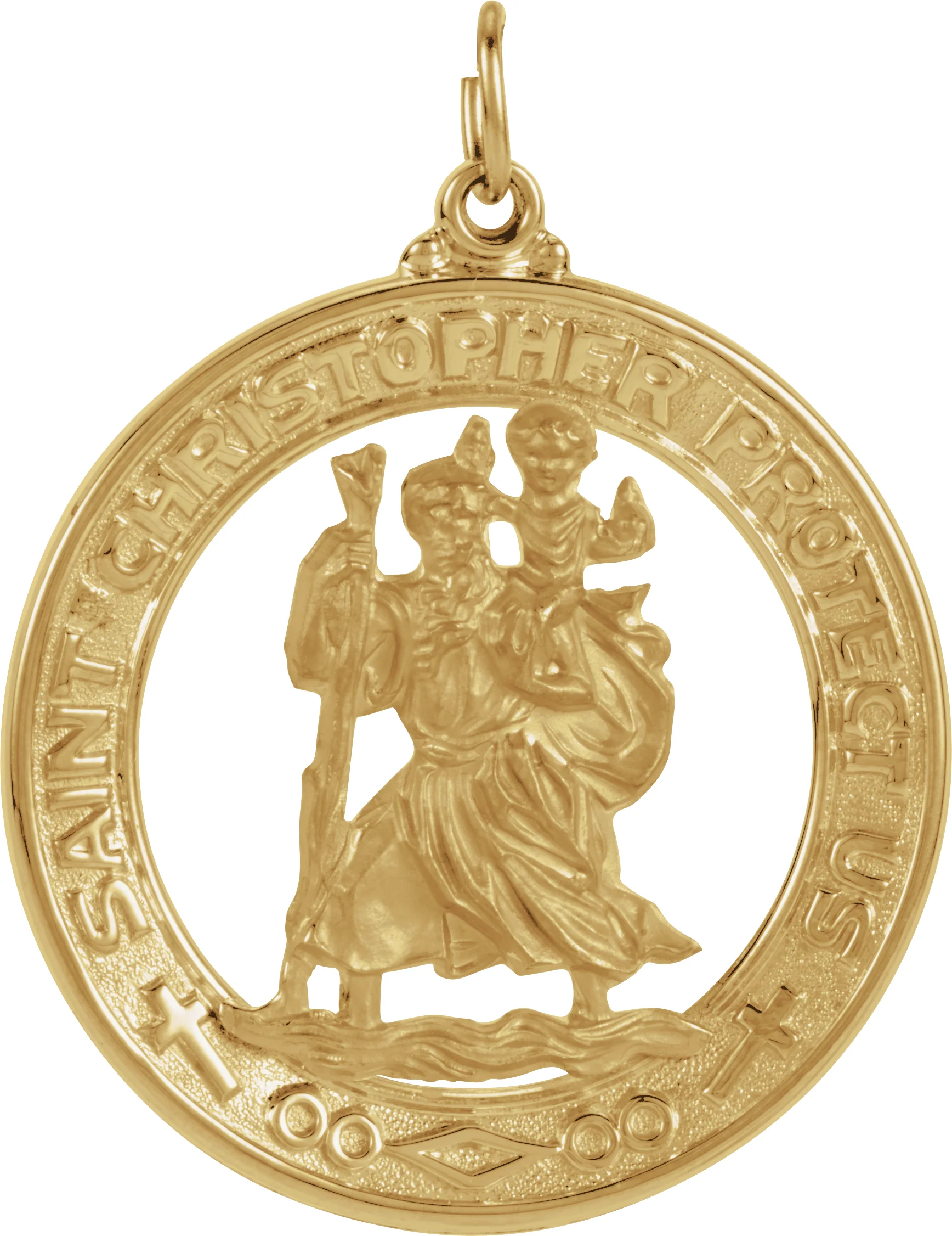 St. Christopher Medal Necklace or Pendant in 14K Yellow Gold | Haejin Jewelry Brooklyn