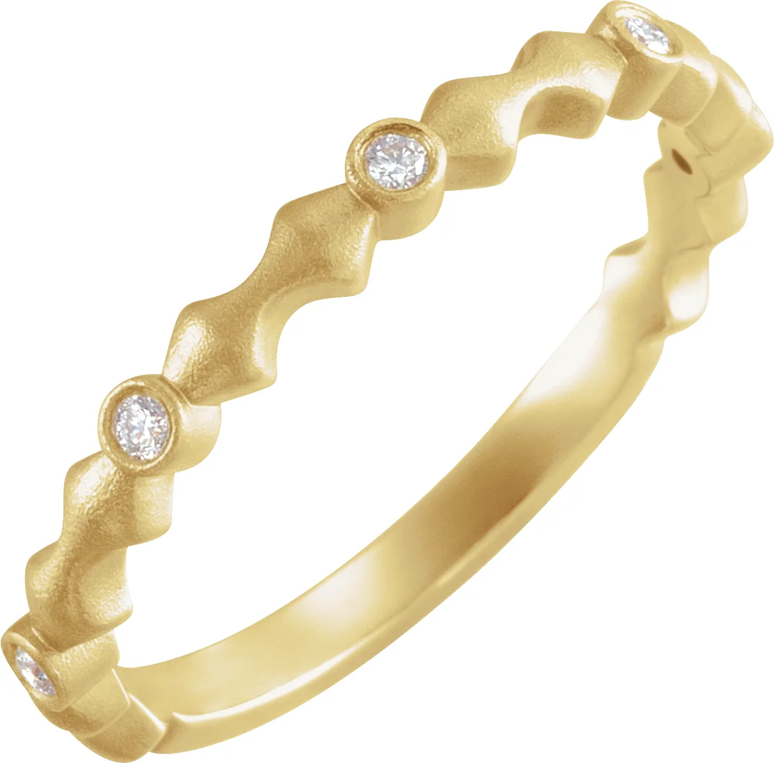 Bezel-Set Sculptural Anniversary Band with Bead Blast/Matte Finish band in 14K White Gold | Haejin Jewelry Brooklyn