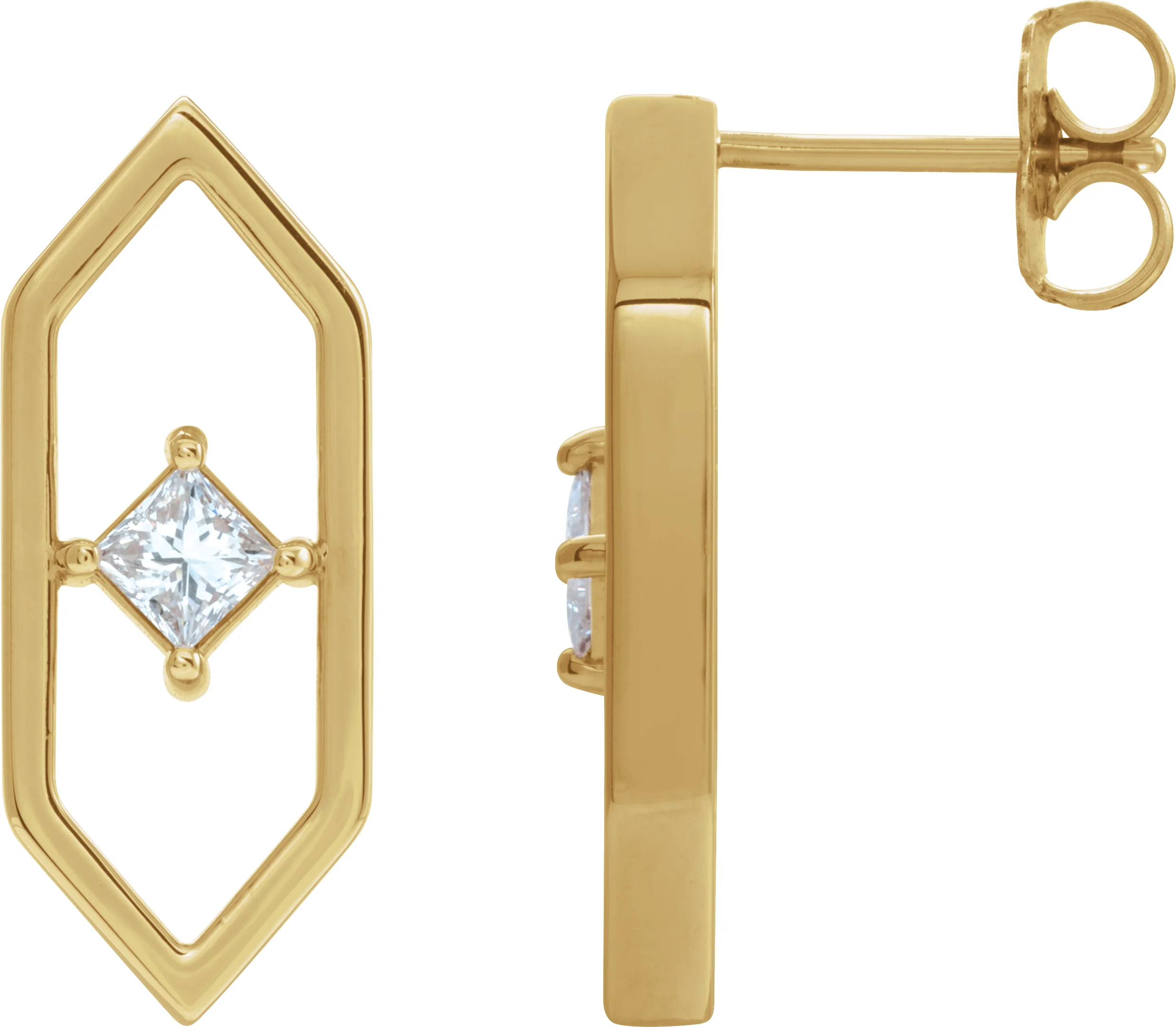 Geometric Earrings in 14K Yellow Gold | Haejin Jewelry Brooklyn