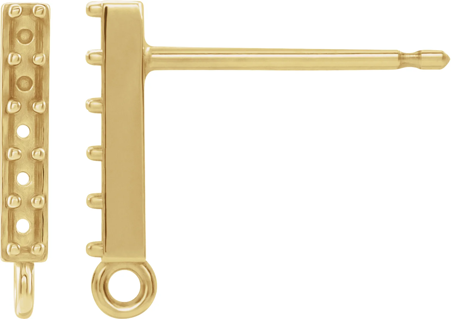 Accented Bar Earring Top in 14K Yellow Gold | Haejin Jewelry Brooklyn